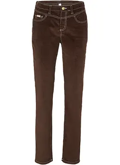 Pantaloni in velluto elasticizzato con cuciture a contrasto, slim fit, bonprix