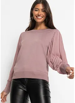 Maglione con maniche plissettate, bonprix