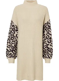 Abito in maglia oversize con fantasia leopardata, bonprix