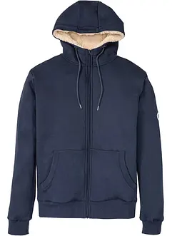 Felpa con zip, cappuccio e fodera effetto peluche, bonprix