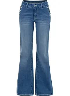 Jeans a zampa in cotone biologico con bottoni, bonprix