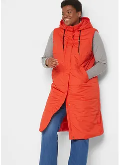 Gilet lungo trapuntato con cappuccio e spacchi ai lati, bonprix