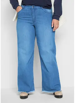 Jeans elasticizzati loose fit a vita alta, wide leg, bonprix