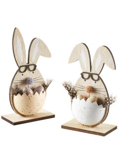 Statuetta decorativa coniglio pasquale con occhiali (pacco da 2), bpc living bonprix collection