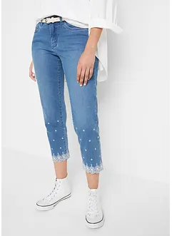 Jeans cropped straight, a vita media, bonprix