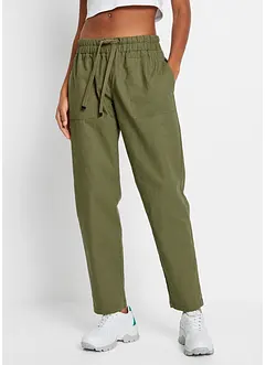 Pantaloni con elastico in vita in misto lino leggero, bonprix