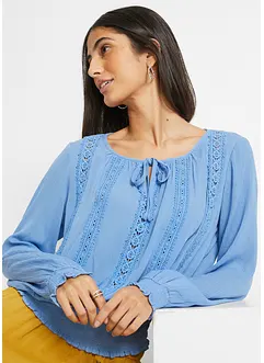 Blusa con pizzo traforato, bonprix