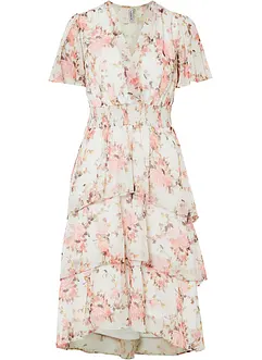 Abito midi a fiori con volant, bonprix