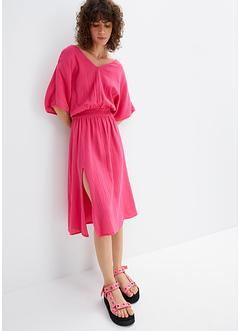 Abito in mussola con lavorazione smock in vita, bpc bonprix collection