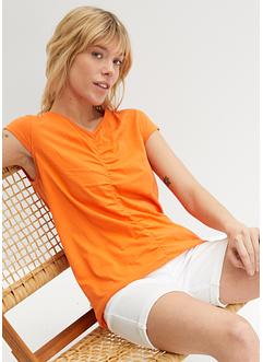 Maglia in cotone con arricciatura e scollatura a V, bpc bonprix collection