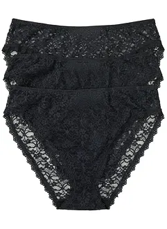 Slip alto sgambato in pizzo riciclato (pacco da 3), bonprix