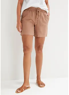 Shorts paper bag in misto lino, bonprix