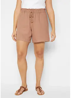 Shorts paper bag in misto lino, bonprix