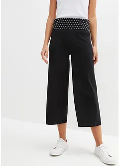 Pantaloni culotte in maglina al polpaccio con cinta comoda, bonprix