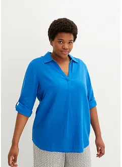 Blusa in misto lino con maniche a 3/4, bonprix