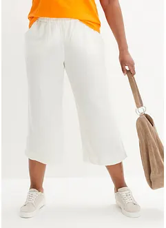 Pantaloni culotte cropped in misto lino, bonprix