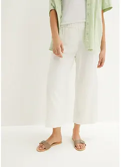 Pantaloni culotte cropped in misto lino leggero, bonprix