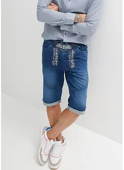 Bermuda in jeans elasticizzati con ricami, regular fit, bonprix