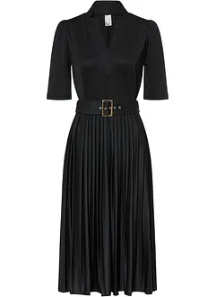 Abito midi di jersey con gonna plissettata, bonprix