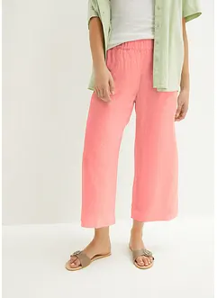 Pantaloni culotte cropped in misto lino, bonprix