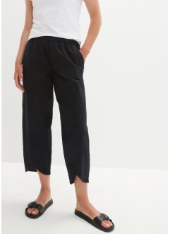 Pantaloni cropped in misto lino con cinta comoda a vita alta, loose fit, bpc bonprix collection