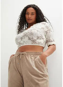 Camicetta bavarese in pizzo con bottone, bonprix