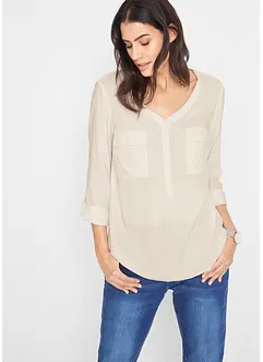 Blusa a maniche lunghe con scollo a V, bonprix