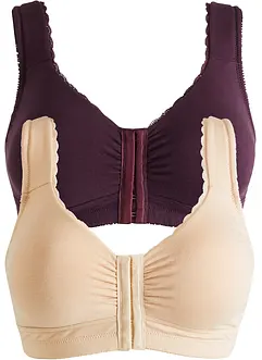 Reggiseno senza ferretto con chiusura anteriore e cotone biologico (pacco da 2), bonprix