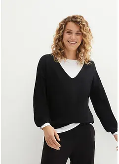 Maglione oversize con scollatura a V, bonprix