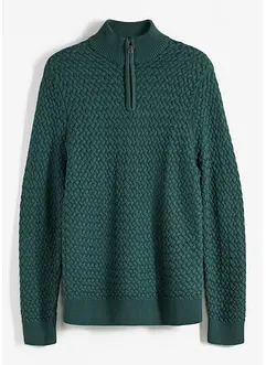 Maglione con zip e cotone, bonprix