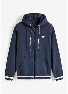 Felpa con zip e cappuccio con taglio comfort in poliestere riciclato, bpc bonprix collection