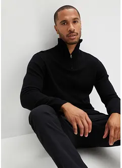 Maglione in lana Premium con Good Cashmere Standard® e colletto con zip, bonprix