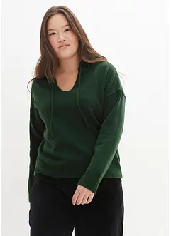 Maglione con scollatura a V e cappuccio, bonprix