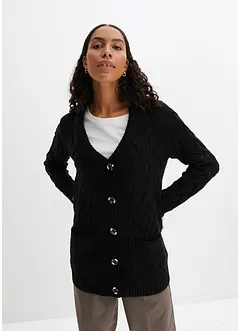 Cardigan con collo a scialle e lavorazione a trecce, bonprix