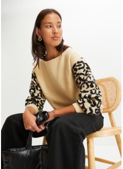 Maglione con maniche leopardate, RAINBOW