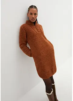 Abito teddy con colletto con zip, bonprix