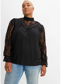 Blusa con pizzo, bonprix