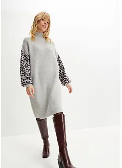 Abito in maglia oversize con fantasia leopardata, bonprix