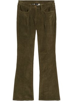 Pantaloni di velluto elasticizzato con pieghe cucite e cinta comoda bootcut, bpc bonprix collection