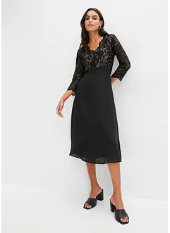 Abito di chiffon con pizzo, bonprix