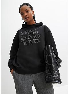 Felpa oversize con stampa glitterata, RAINBOW