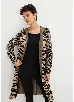 Maxi cardigan con paillettes e cappuccio, bonprix