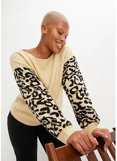 Maglione con maniche leopardate, bonprix