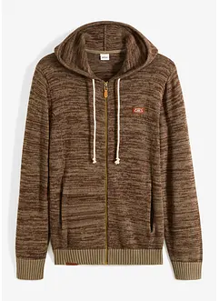 Cardigan melange con cappuccio in misto cotone, bonprix
