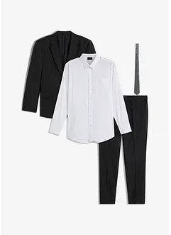 Completo slim fit (4 pezzi) giacca, pantaloni, camicia, cravatta, bonprix