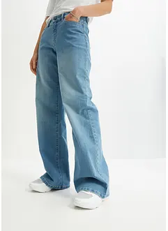 Jeans wide leg a vita media, bonprix