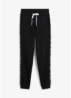 Pantaloni in felpa con fascette e scritta statement, bonprix