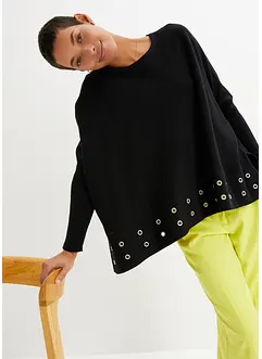 Maglione poncho con occhielli, bonprix