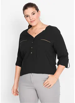Blusa in viscosa con scollo a V e maniche lunghe, bonprix