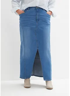 Gonna di jeans con cinta comoda, low waist, bonprix